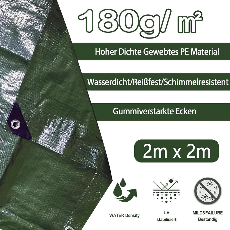 Load image into Gallery viewer, Waterdicht afdekzeil 4 x 5 meter 180 g/m² met ogen groen-zilver – PE dekzeil – beschermzeil

