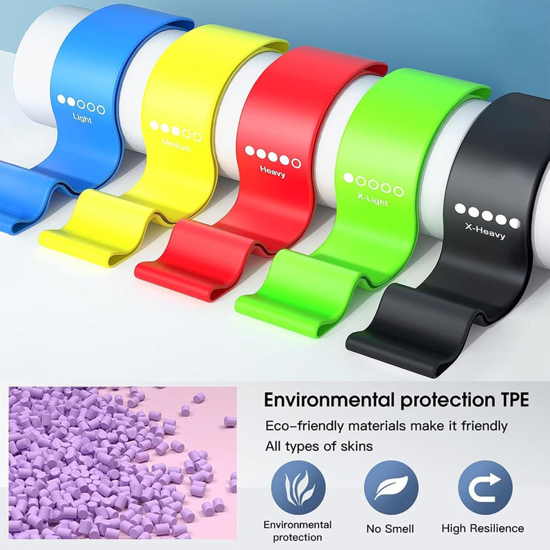 Laden Sie das Bild in Galerie -Viewer, Resistance Band, Weerstandsbanden Set Van 5, Resistance Band Set Met Oefeninstructies En Draagtas, Gymnastiekband Voor Yoga, Krachttraining, Pilates, Fitness, thuis trainen, stretchen

