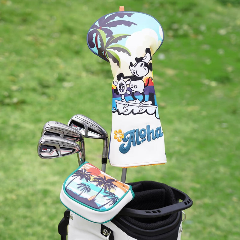 Laden Sie das Bild in Galerie -Viewer, Golf putter beschermhoes van kunstleer met magnetische sluiting voor half mallet putters – puttercover – golfclubhoes
