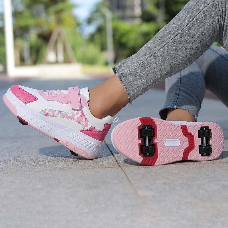 Load image into Gallery viewer, Schoenen met wieltjes, voor jongens en meisjes, kinderrolschaatsen, 2-in-1 rolschaatsen, gymschoenen, skateboardschoenen
