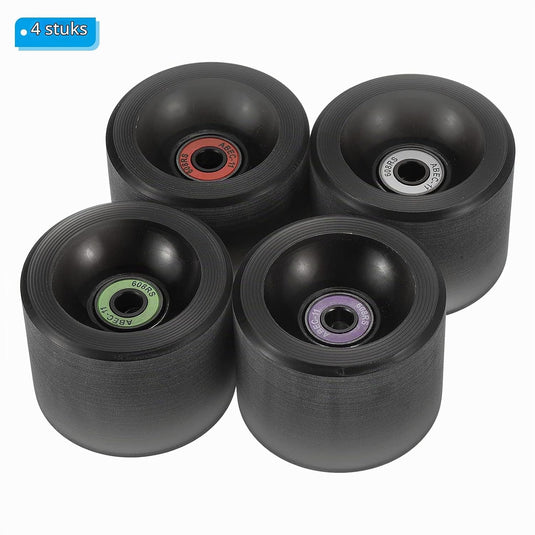 Longboard wielen 65 x 51 mm 78A met ABEC-11 lagers 4 stuks zwart – cruiser skateboard wielen