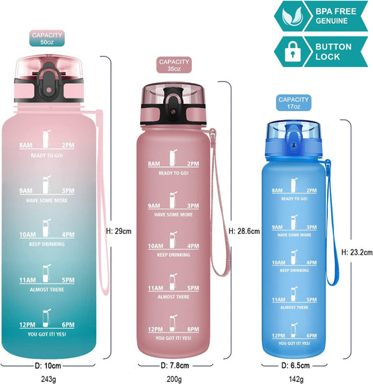 Grsta 1 Liter BPA Free Tritan Water Bottle - Flip Top, Lanyard Strap - School, Gym, Yoga, Travel, Outdoor