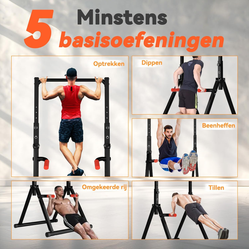 Laden Sie das Bild in Galerie -Viewer, Opvouwbare power tower met verstelbare optrekstang en dip station tot 200 kg – pull-up bar – krachtstation
