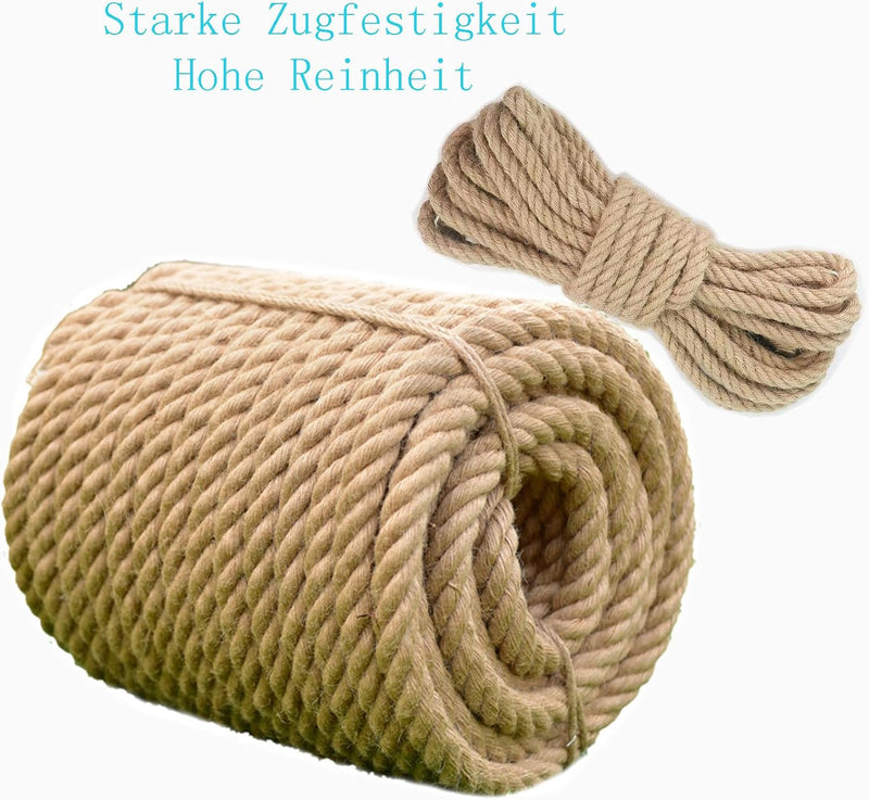 Laden Sie das Bild in Galerie -Viewer, Jutetouw 10 m x 12 mm – natuurlijk touw voor tuin, decoratie, leuning, barrière en doe-het-zelf – bruin

