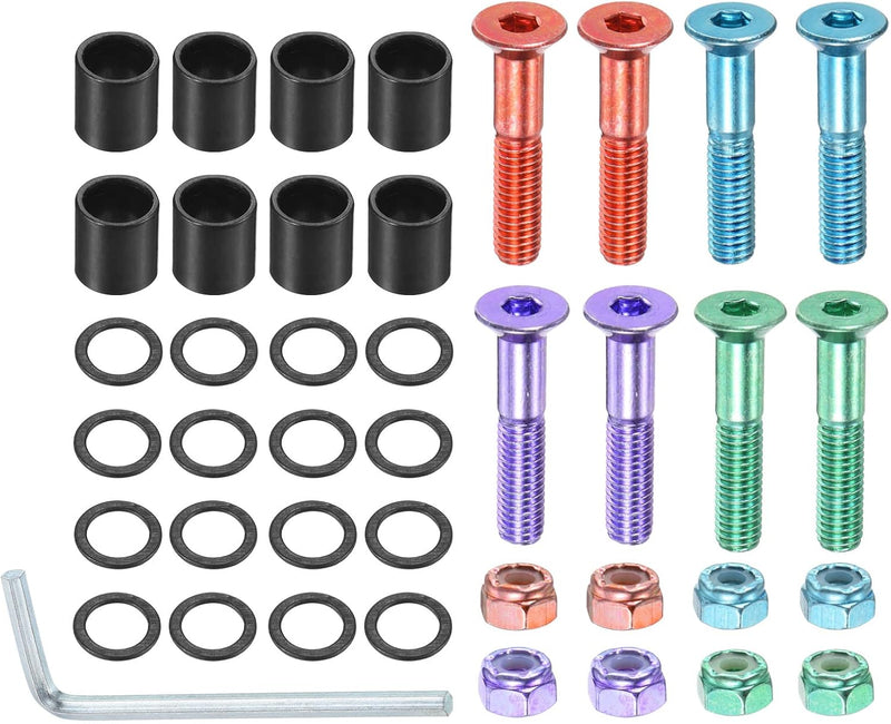 Załaduj obraz do przeglądarki galerii, Skateboard hardware set 40-delig met 25 mm schroeven spacers washers en moeren – multicolor
