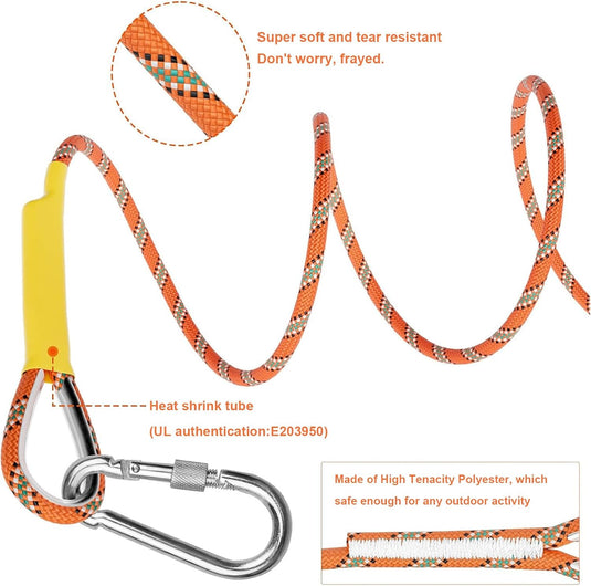 Statisch outdoor touw 10 m x 8 mm – nylon touw met 2 stalen haken voor camping en survival