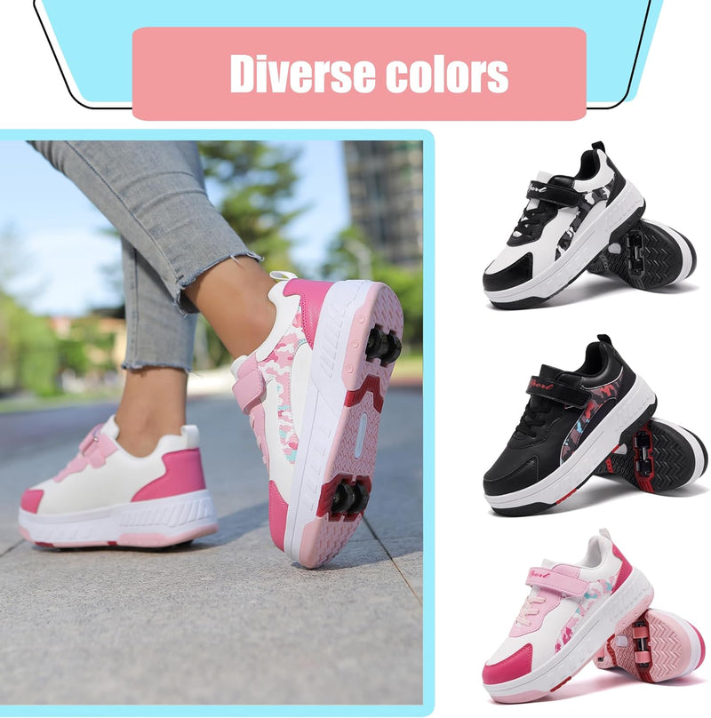 Load image into Gallery viewer, Schoenen met wieltjes, voor jongens en meisjes, kinderrolschaatsen, 2-in-1 rolschaatsen, gymschoenen, skateboardschoenen
