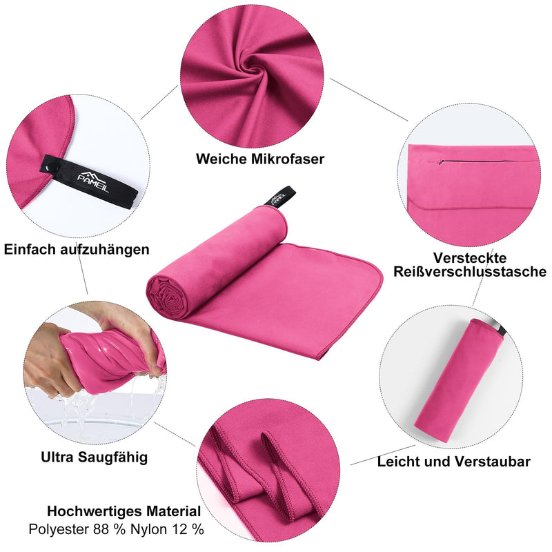 Laden Sie das Bild in Galerie -Viewer, Fitnesshanddoek Microvezel 120x50 cm Sneldrogend met Ritsvak – Sporthanddoek – Reishanddoek
