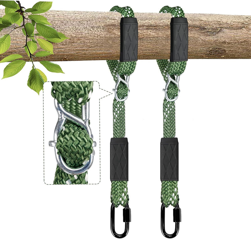 Laad afbeelding in Galerijviewer, Schommelbevestiging Set 2 Stuks – Verstelbaar Nylon Schommeltouw 101 cm met Karabijnhaken – Tot 363 kg – Binnen &amp; Buiten

