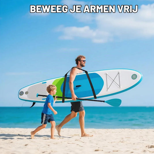 Verstelbare draagriem voor surfplank SUP kajak en longboard – gevoerde schouderriem – zwart
