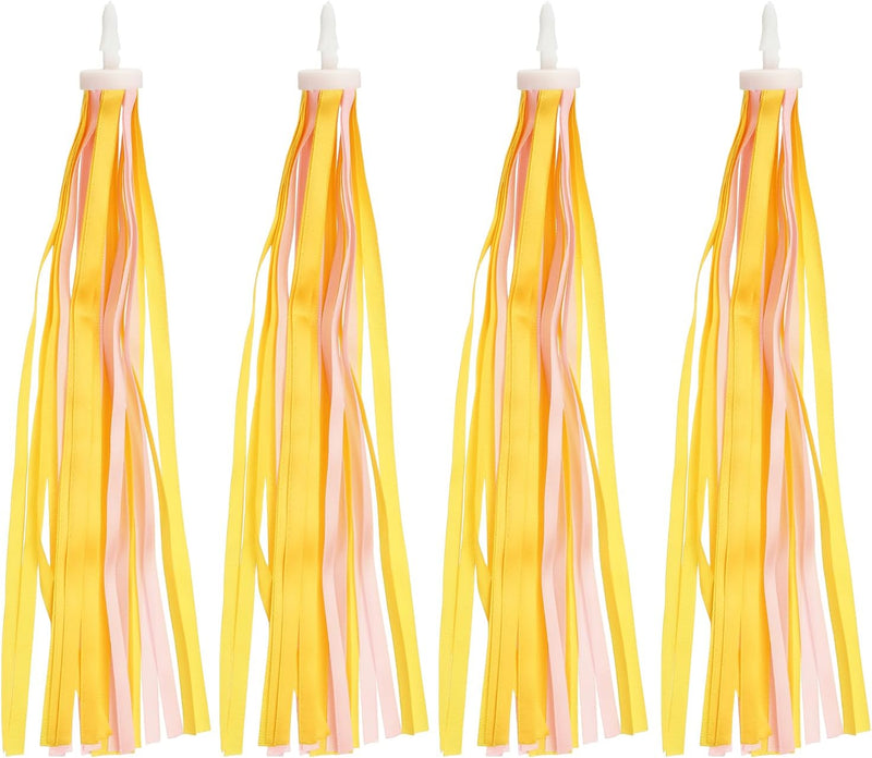Chargez l'image dans la visionneuse de la galerie, Décoration de guidon de vélo avec rubans flottants, 2 paires, 25 cm – décoration de poignées – accessoires de vélo pour enfants et trottinettes
