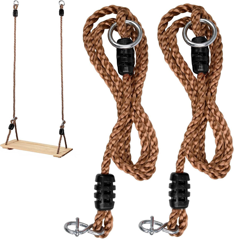 Chargez l'image dans la visionneuse de la galerie, Schommeltouwen 2 stuks – verstelbaar 180 cm – voor boomschommel, hangmat en hangstoel – tot 200 kg – bruin
