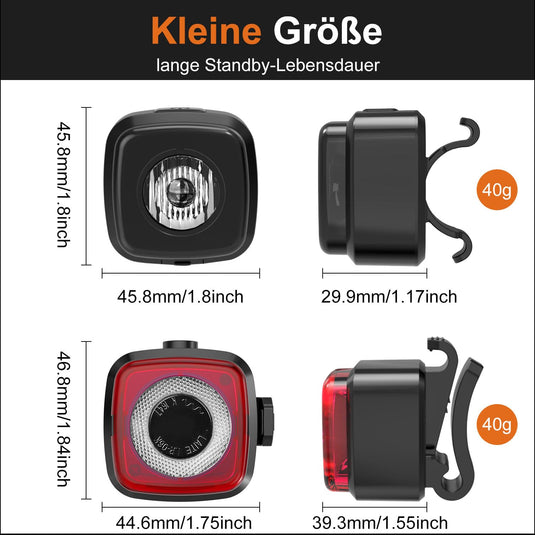 Oplaadbare fietsverlichting set USB-C IPX5 met voor- en achterlicht – fietslamp – LED fietslicht