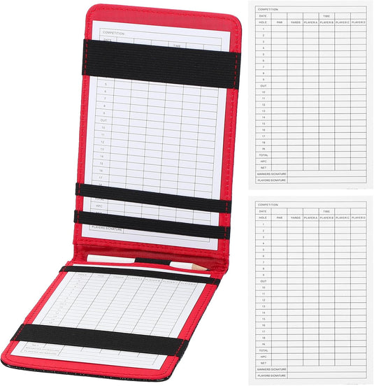 Golf scorecard holder made of PU leather 18 x 11 cm with 4 score sheets – yardage booklet – golf score recording