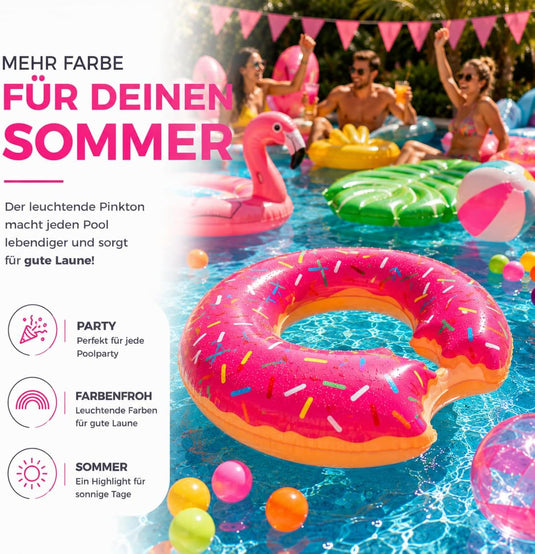 Opblaasbare gebeten donut roze Ø 120 cm zwemring zwemring - zwembad & water met bekerhouder voor kinderen & volwassenen (roze donut)