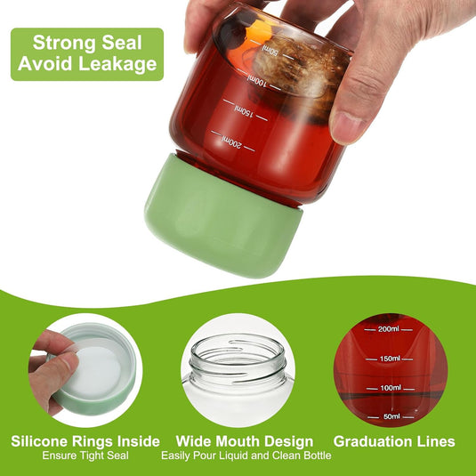 Glazen drinkflessen 300 ml met lekvrije schroefdop – sapflessen – drinkflessen voor onderweg
