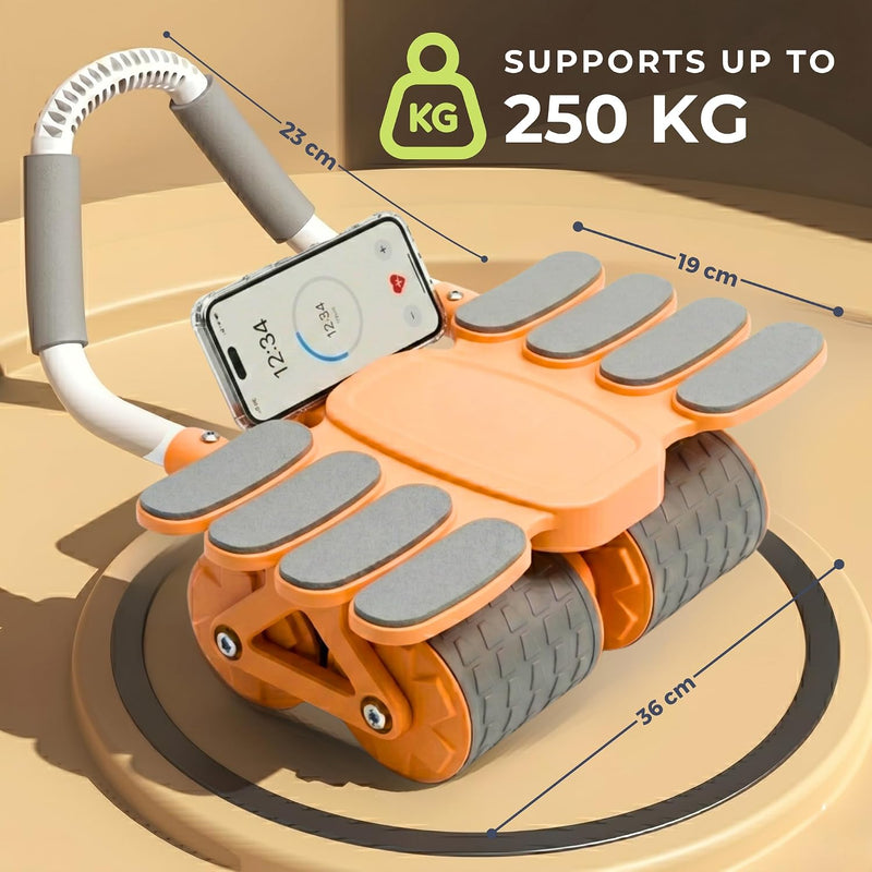 Laad afbeelding in Galerijviewer, Ab roller met automatische rebound elleboogsteun en telefoonhouder – buikspiertrainer – ab wheel
