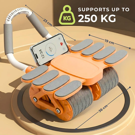 Ab roller met automatische rebound elleboogsteun en telefoonhouder – buikspiertrainer – ab wheel