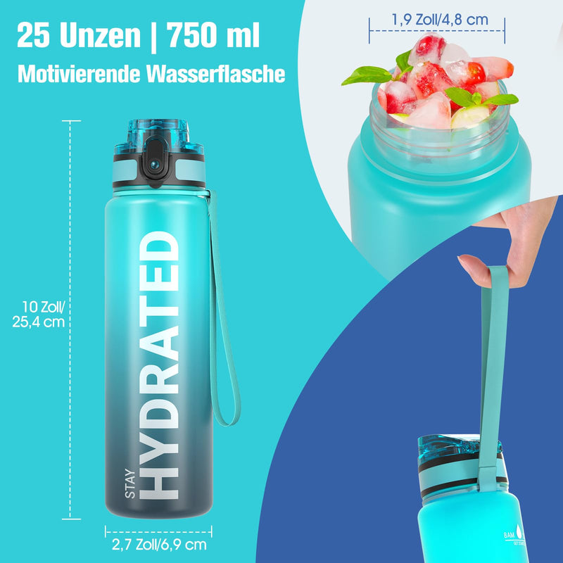 Laden Sie das Bild in Galerie -Viewer, Drinkfles 750 ml BPA-vrij met tijdmarkeringen en lekvrije dop – waterfles – sportfles
