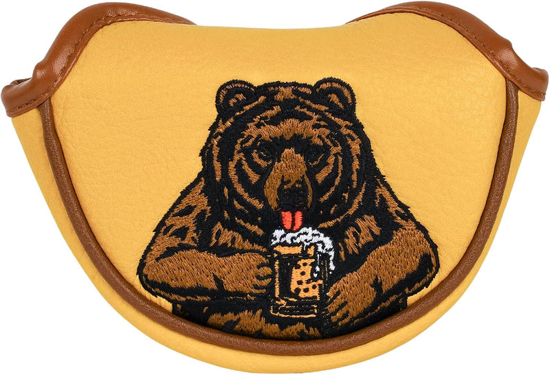 Chargez l'image dans la visionneuse de la galerie, Golf putter beschermhoes met bierdrinkende beer borduurwerk voor DF3 hamerputters – mallet headcover – putterbescherming
