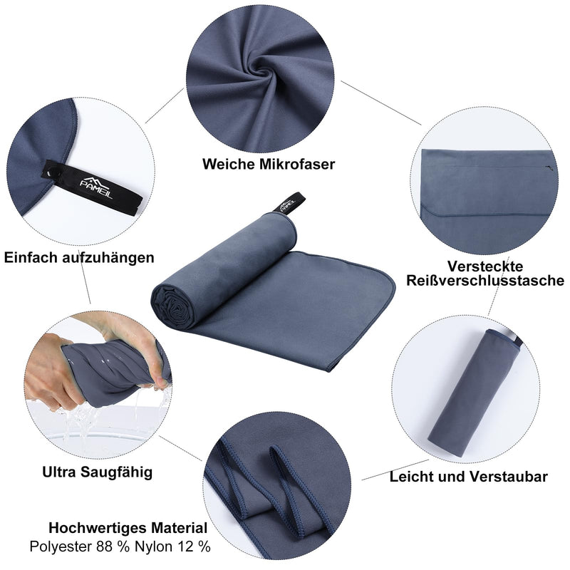 Laden Sie das Bild in Galerie -Viewer, Fitnesshanddoek Microvezel 120x50 cm Sneldrogend met Ritsvak – Sporthanddoek – Reishanddoek
