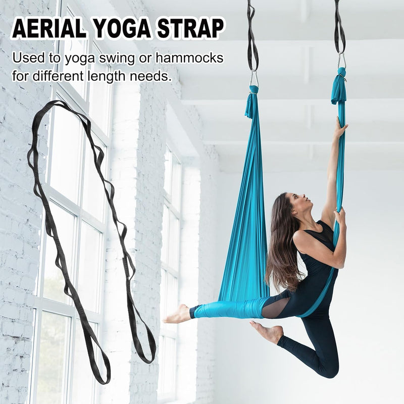 Załaduj obraz do przeglądarki galerii, Daisy chain ophangbanden 2 stuks 180 cm met 12 lussen blauw – verstelbare nylon riemen – aerial yoga accessoires
