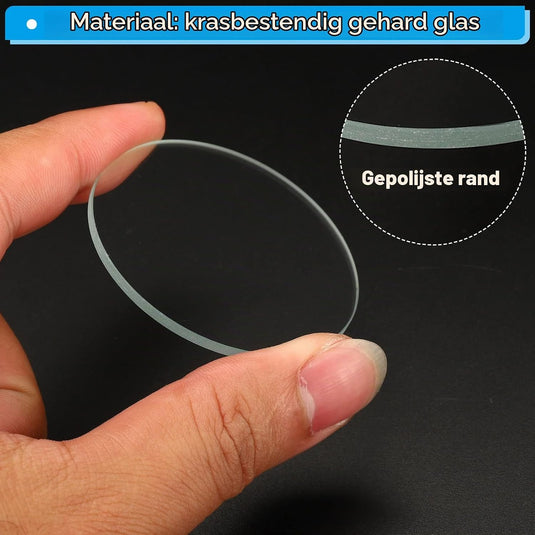 Zaklamp glazen lenzen 50 x 2 mm 2 stuks transparant – gehard glas – LED zaklamp onderdelen