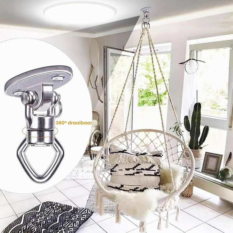 Carica immagine in Galleria Viewer, Plafond ophangbeugel van roestvrij staal met gesloten U-ring voor schommels en hangmatten – plafondhaak – bokszakbevestiging
