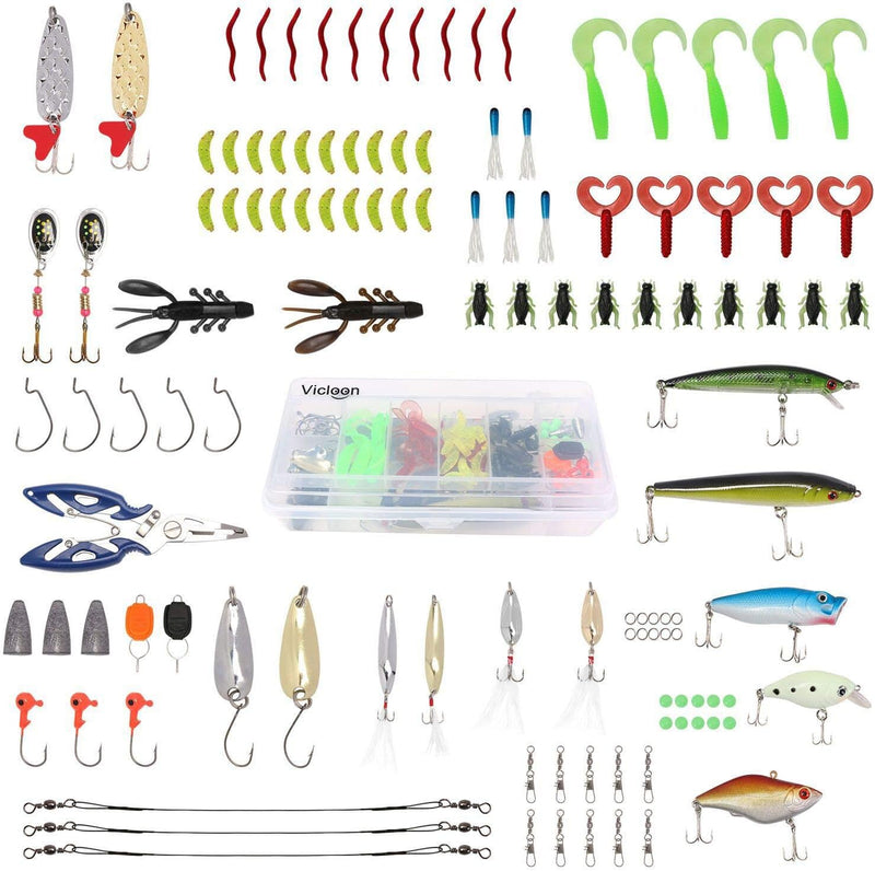 Bild im Galerie-Viewer laden, Kunstköder-Set mit 120 Teilen, Spinnern, Softbaits und Hardbaits inklusive Aufbewahrungsbox – Raubfischköder – Angelzubehör
