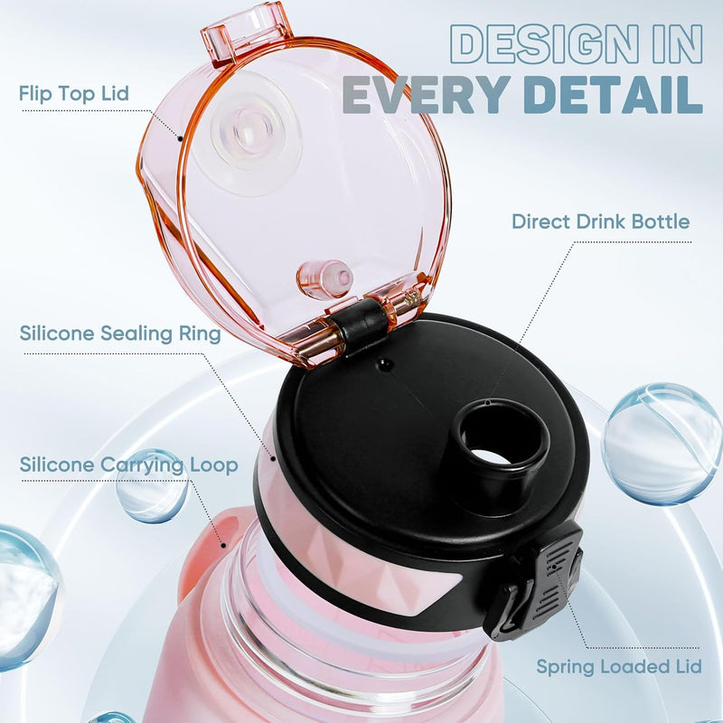 Laden Sie das Bild in Galerie -Viewer, Drinkfles 1 liter BPA-vrij met antislip grip en lekvrije sluiting – waterfles – sportfles
