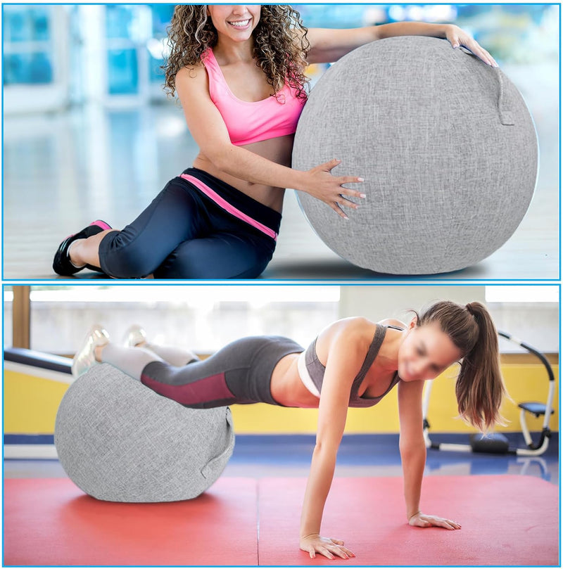 Laden Sie das Bild in Galerie -Viewer, Yogabal hoes 55 cm van katoen-linnen – antislip balcover – wasbaar – bescherming
