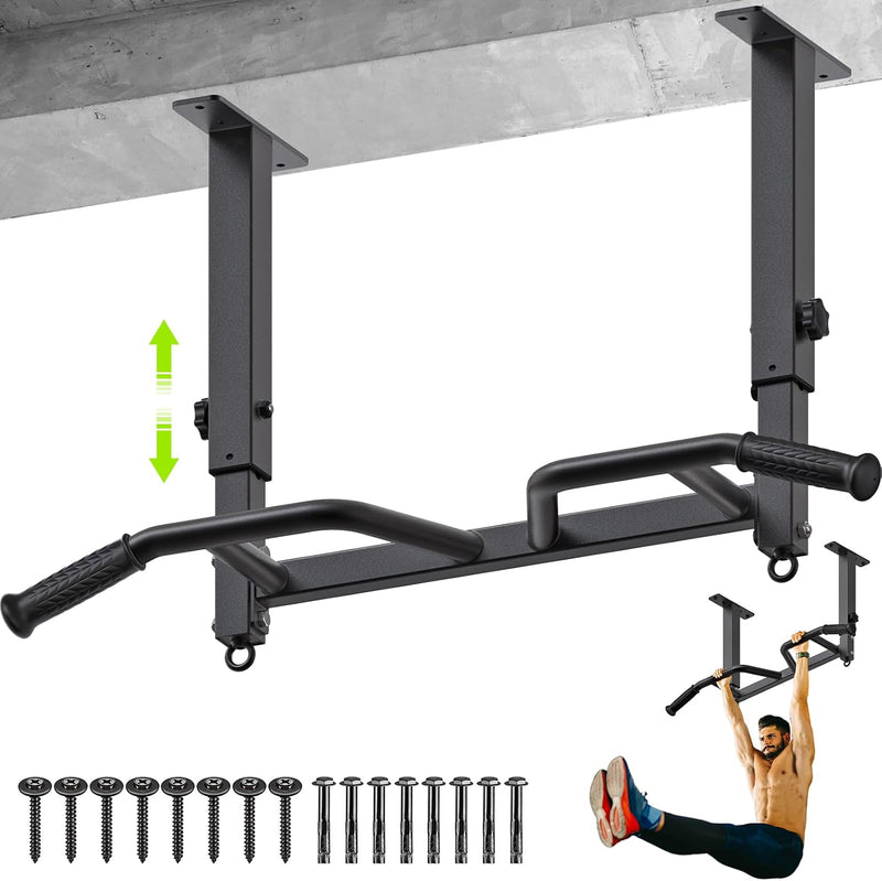 Chargez l'image dans la visionneuse de la galerie, Optrekstang voor plafondmontage met 4 gripposities tot 227 kg – pull-up bar – krachttraining
