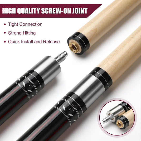 Biljartkeu 147 cm 20 oz – Canadese Esdoorn Pool Cue 13 mm met Tas – 2-Delig