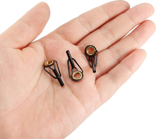 Hengel topogen 3 stuks 1 mm van roestvrij staal zwart-goud – hengeltop reparatieset – visaccessoires