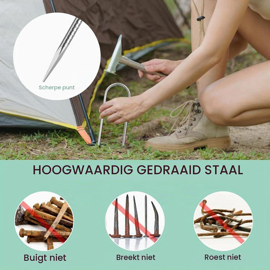 Ancoraggi da terra, 6 pezzi, 30 cm, in acciaio zincato con ganci a forma di U – picchetti da terra – ancoraggio per giardino