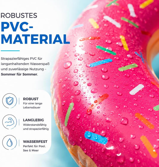 Opblaasbare gebeten donut roze Ø 120 cm zwemring zwemring - zwembad & water met bekerhouder voor kinderen & volwassenen (roze donut)