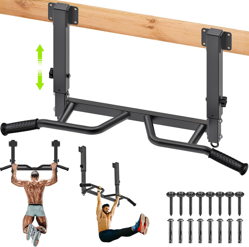 Chargez l'image dans la visionneuse de la galerie, Optrekstang voor plafondmontage met 4 gripposities tot 227 kg – pull-up bar – krachttraining
