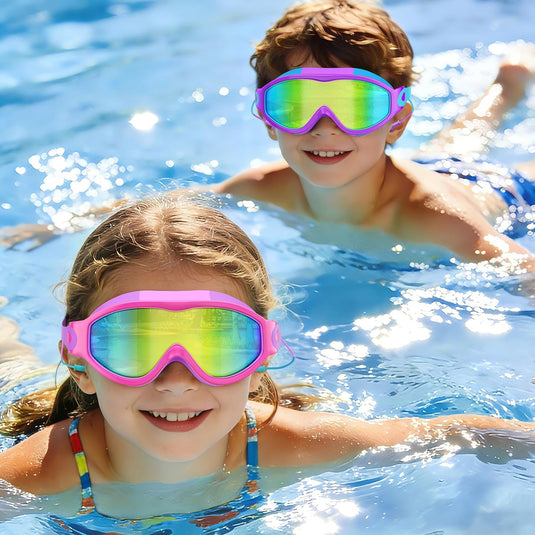 Lunettes de natation pour enfants, lot de 2, de 6 à 14 ans, avec traitement antibuée et protection UV – équipement de natation – masques de plongée
