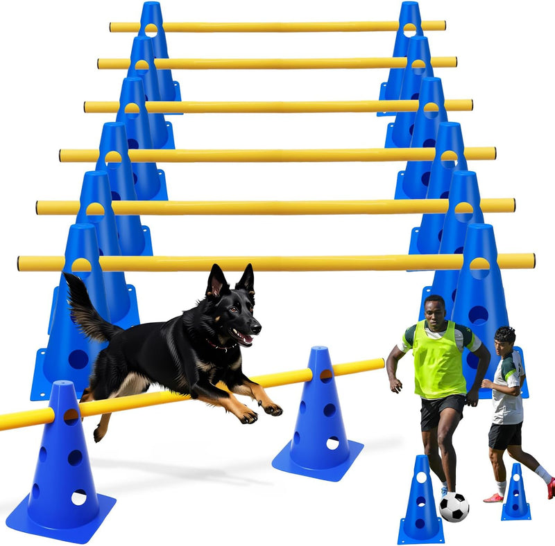Chargez l'image dans la visionneuse de la galerie, Agility hindernisset met 10 kegels en 5 verstelbare stangen oranje – hondentraining – sporthorden
