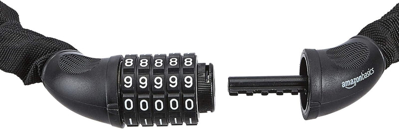 Load image into Gallery viewer, Fietskettingslot met 5-cijferig cijferslot 97,2 cm zwart – Fietsslot – Kettingslot
