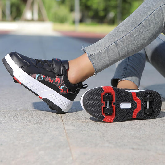 Schoenen met wieltjes, voor jongens en meisjes, kinderrolschaatsen, 2-in-1 rolschaatsen, gymschoenen, skateboardschoenen