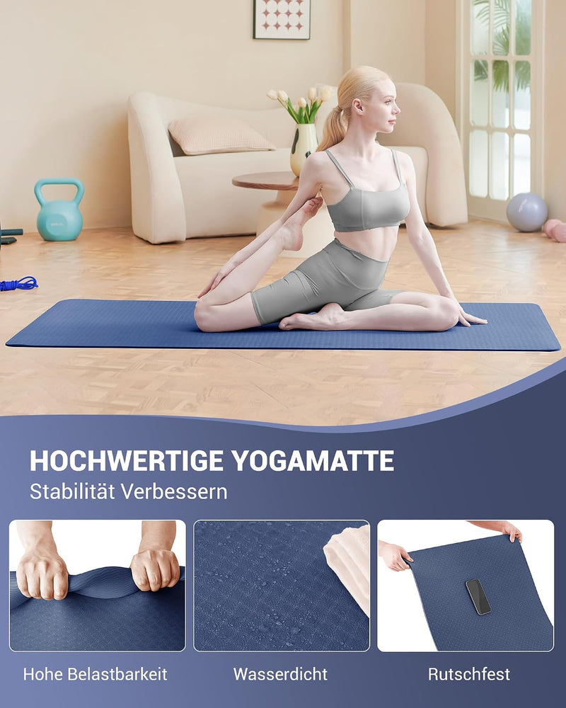 Load image into Gallery viewer, Good Nite Yogamat, Gymnastiek, Pilates Oefenmat voor vrouwen, antislip, dik 6 mm met draagriem, Tpe, 183 x 61 x 0,6 cm
