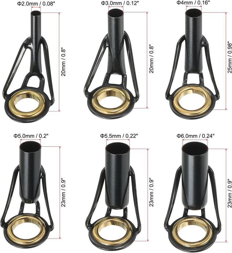 Load image into Gallery viewer, Hengel tip reparatieset (6 stuks) - Roestvrij stalen hengelogen 2-6 mm - Hengeloog vervanging zout- en zoetwater
