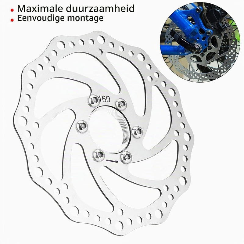 Laden Sie das Bild in Galerie -Viewer, Fahrrad-Bremsscheibe, 160 mm, aus Edelstahl mit Flanschadapter und 6 Befestigungsschrauben – Bremsrotor – Scheibenbremsenteile
