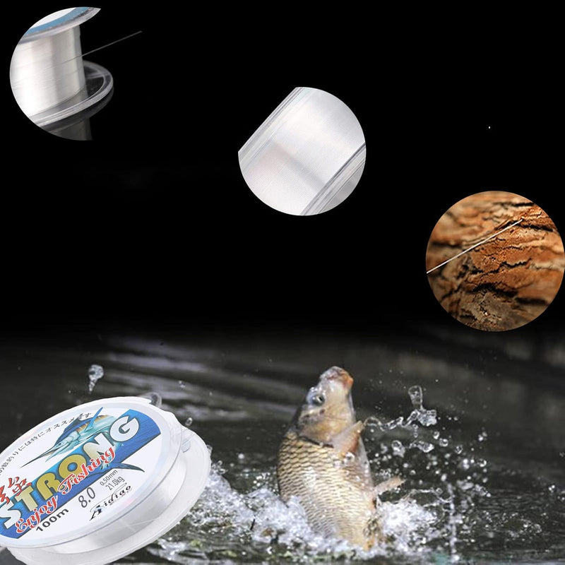 Laad afbeelding in Galerijviewer, Doorzichtige vislijn 8.0spoel, 0,5 mm diameter monofilament lijn, nylon visdraad slijtvast, visdraad sterke spanning voor zeevissen, veel gebruik in dagelijkse/ambachten/hangende decoraties, 100/200 m
