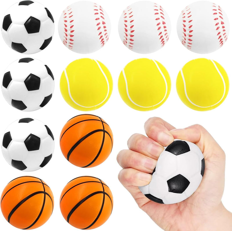Chargez l'image dans la visionneuse de la galerie, Mini sportballen 12 stuks zachte stressballen 5 cm – voetbal basketbal tennis en honkbal
