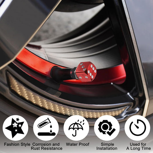 Ventieldoppen 8 stuks dobbelsteen design van aluminium hemelsblauw – bandendoppen – fiets auto accessoires