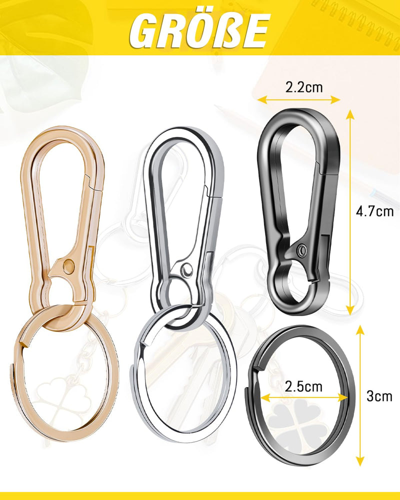 Laad afbeelding in Galerijviewer, Karabiner Sleutelhangers 3 Stuks met Sleutelring 4,7 cm – Sleutelhanger – Karabijnhaak
