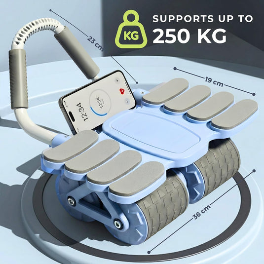 Ab roller met automatische rebound elleboogsteun en telefoonhouder – buikspiertrainer – ab wheel