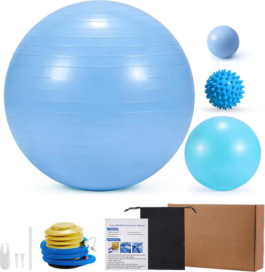 Gymnastiekbalset 4-delig met pilatesbal en massageballen – yoga – core training – fitness